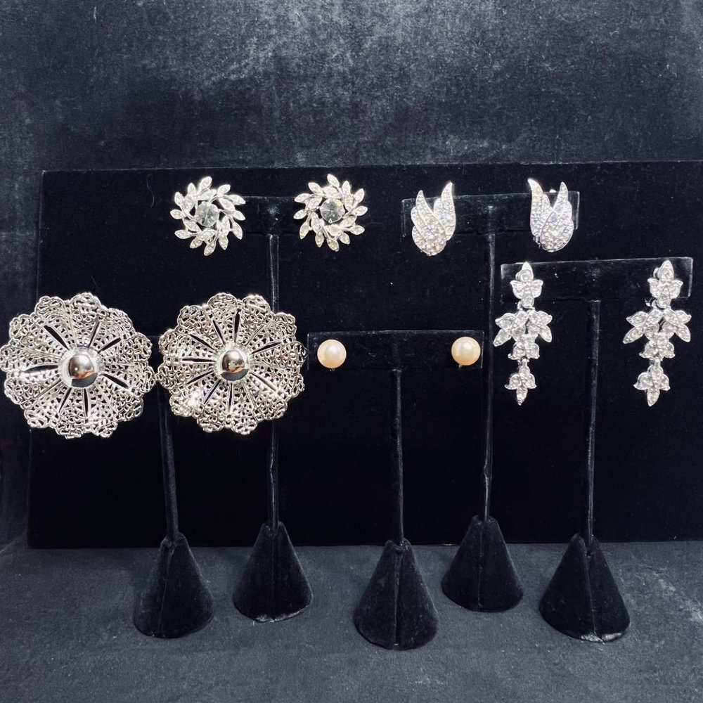 Lot Of 5 Sarah Coventry Silver Tone Clip On Earrings (4630)
